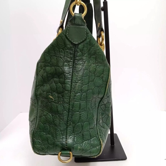 RARE Emerald Green Coach Ashley Embossed Leather Croc Alligator Handbag Xbody - Picture 5 of 16